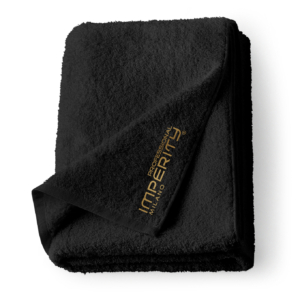 Asciugamano da parrucchiere con logo Imperity 50x100 cm Nero
