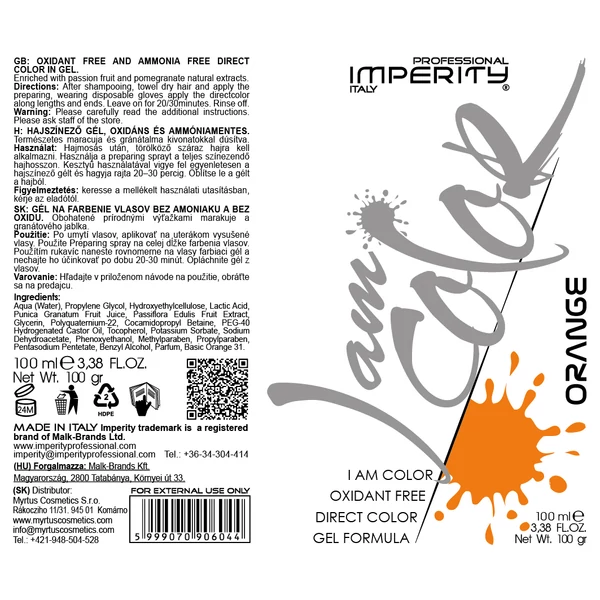  I Am Color Hajszínező Gél Narancs 100ml 