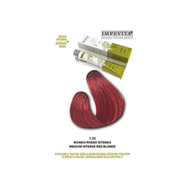 Impevita Ammónia- és PPD Mentes Krémhajfesték 100ml 7.55 Középszőke Intenzív Vörös IP