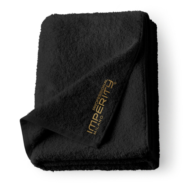 Asciugamano da parrucchiere con logo Imperity 50x100 cm Nero